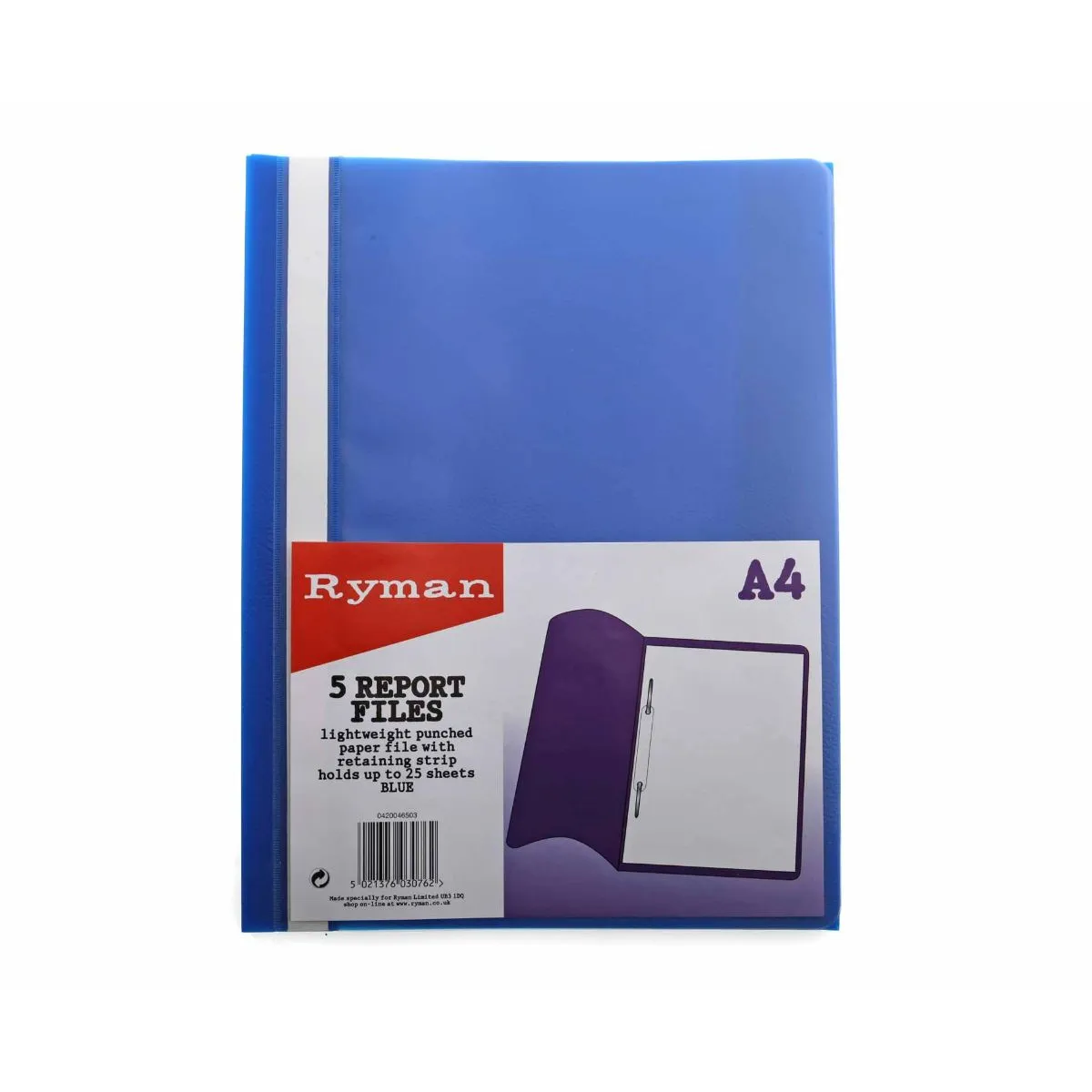 Ryman Report File A4 Pack of 5, Blue