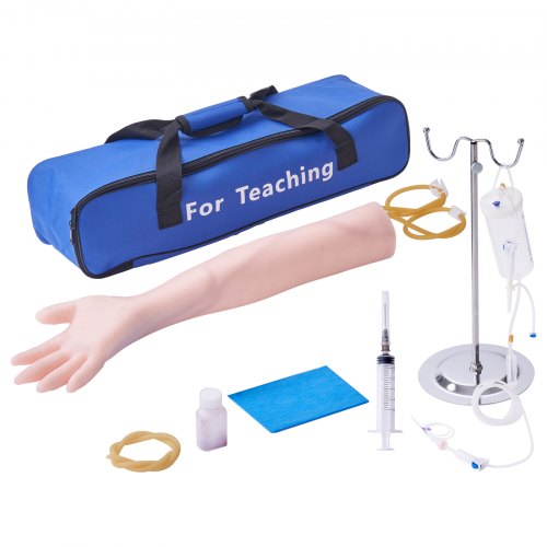 VEVOR Phlebotomy Practice Kit, IV Venipuncture Intravenous Training Kit, High Simulation IV Practice Arm Kit with Carrying Bag, Practice and Perfect I
