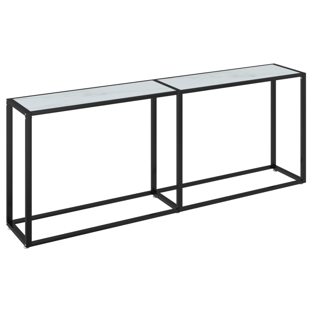 VidaXL Console Table White Marble 200x35x75.5cm Tempered Glass