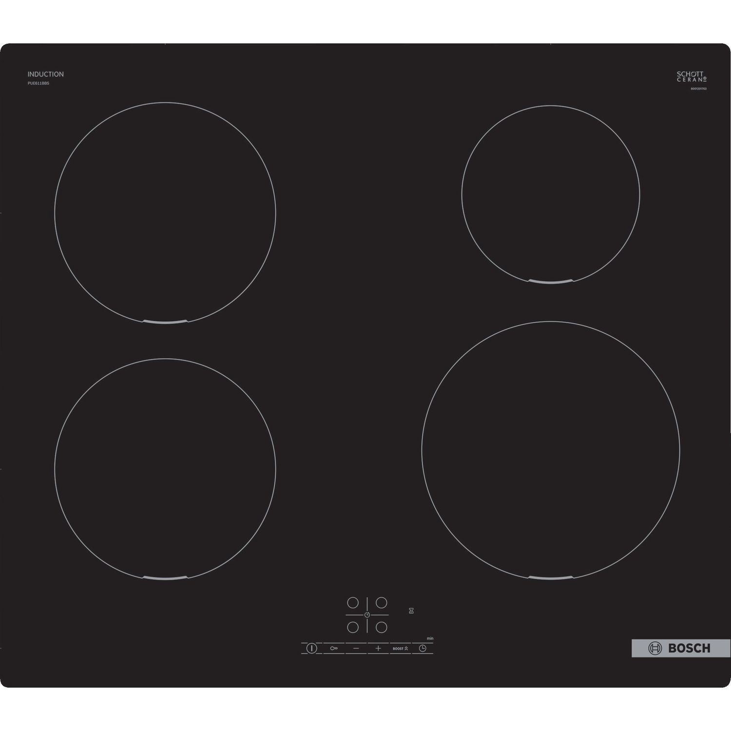 Bosch Serie 4 PUE611BB5E Electric Induction Hob - Black, Black