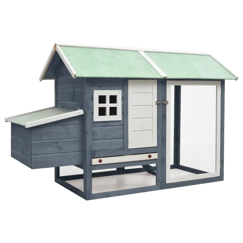 VidaXL Chicken Cage Grey 170x81x110 cm Solid Pine & Fir Wood