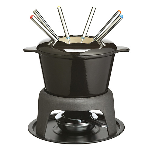 Kitchen Craft MasterClass Cast Iron Enamelled Black Fondue Set