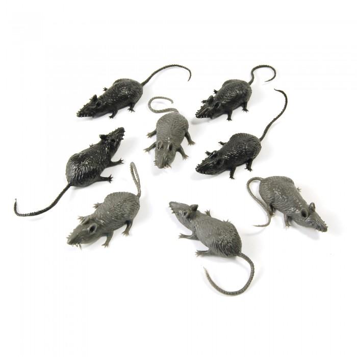 Bristol Novelty Bristol Novelty Plastic Mice (Pack Of 8) (One Size) (Black/Grey)