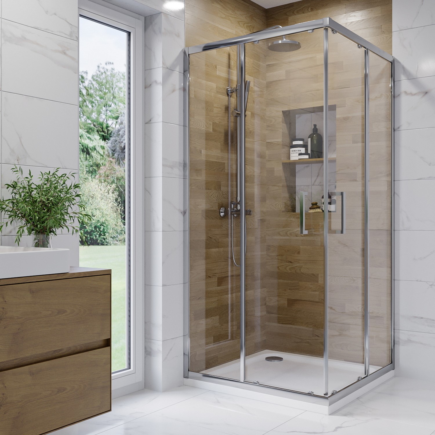 Carina 900 Square Corner Entry Shower Enclosure with Shower Tray - Carina