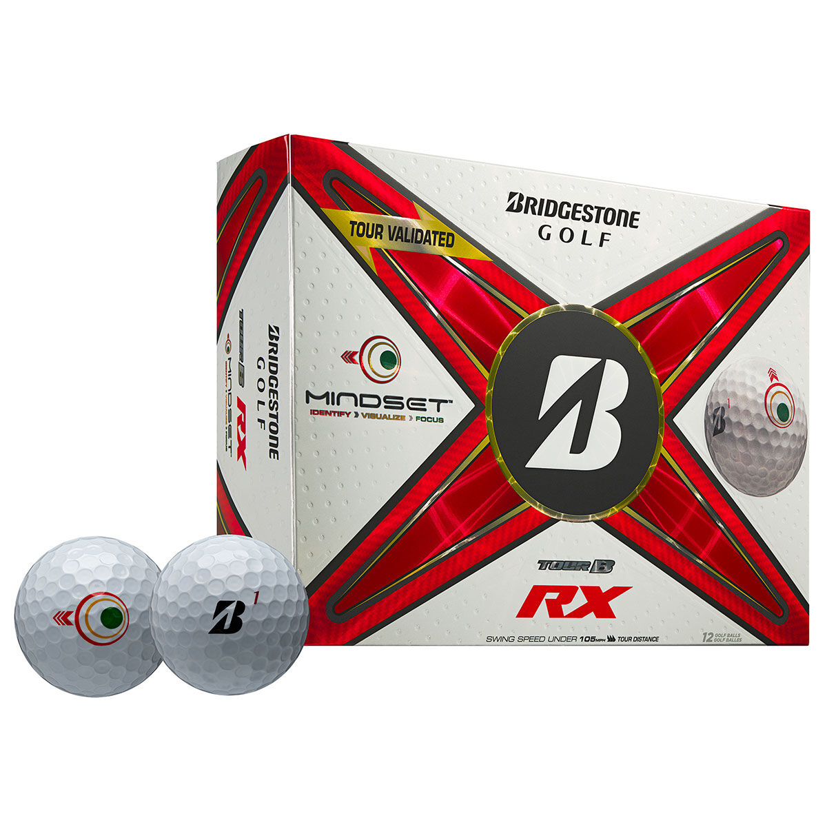 Bridgestone Golf Bridgestone Tour B RX Mindset 12 Golf Ball Pack, Mens, White | American Golf