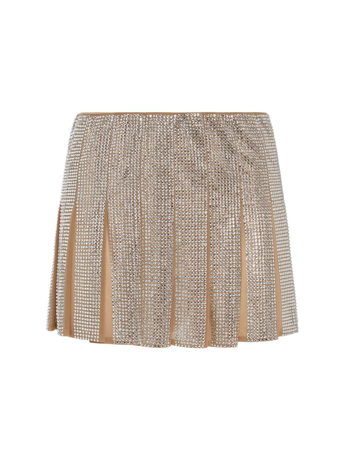 Embellished Pleated Mini Skirt