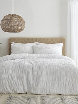 Catherine Lansfield 'Seersucker' Duvet Set|Size: King|white