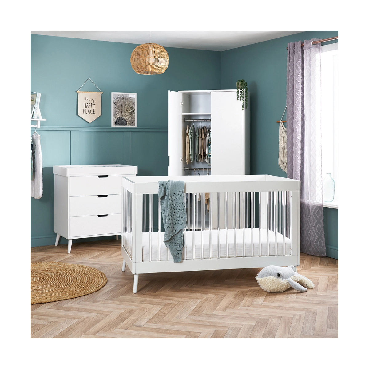  Maya 3 Piece Furniture Set - White With Acrylic, White