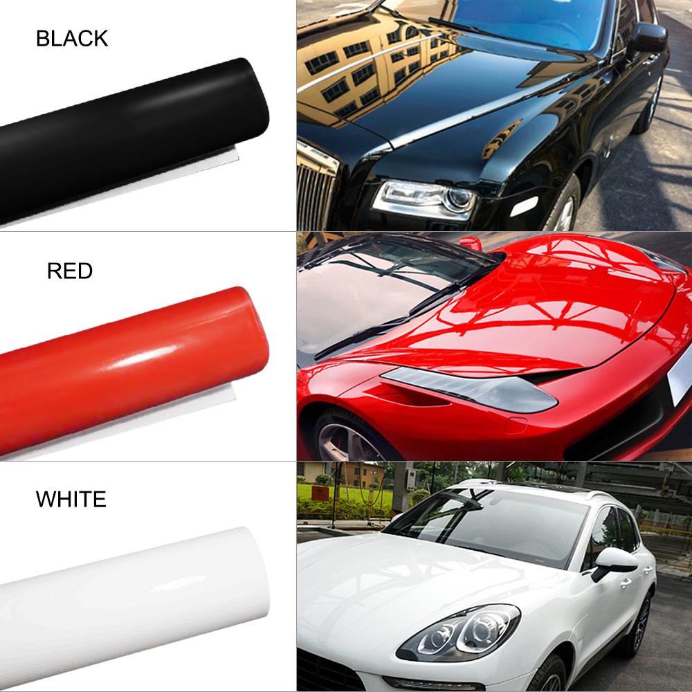 VehicleKit Stretchable Glossy Vinyl Film Protective Car Vinyl Wrap Stickers with Air Release Car Styling white