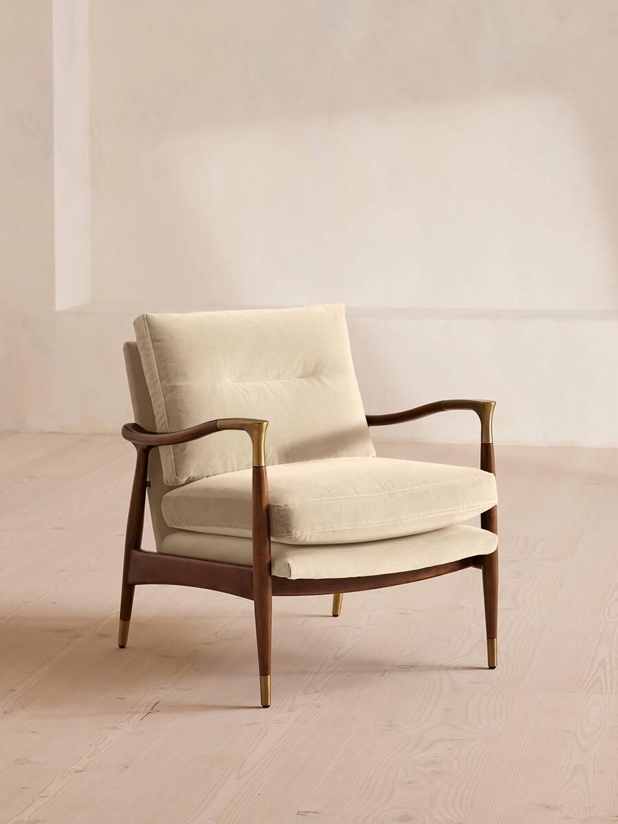 Soho Home Theodore Armchair, Velvet, Porcelain
