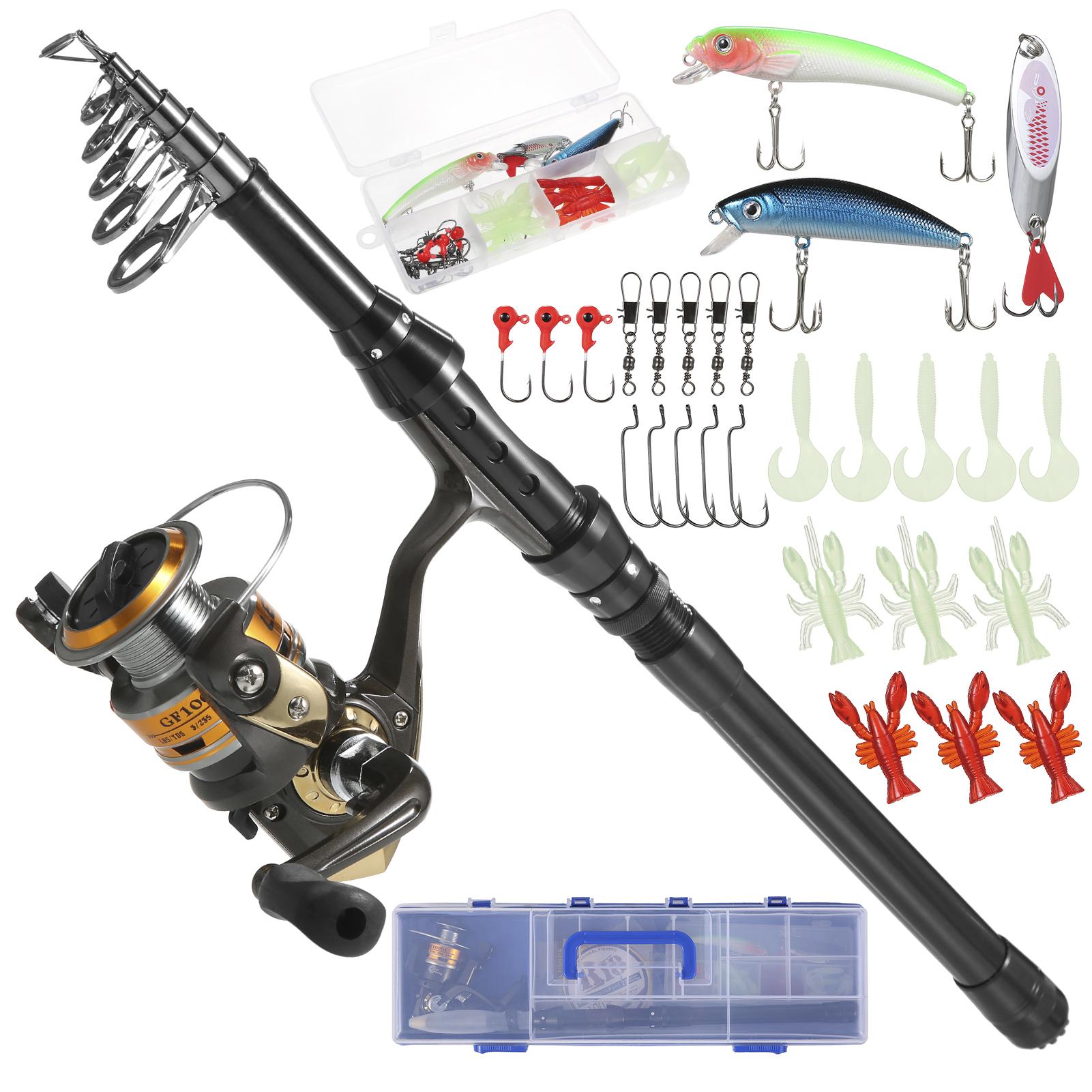 Fishing Rod and Reel Combos Telescopic Fishing Pole with Spinning Reel Combo Kit Fishing Line Lures 1.8m