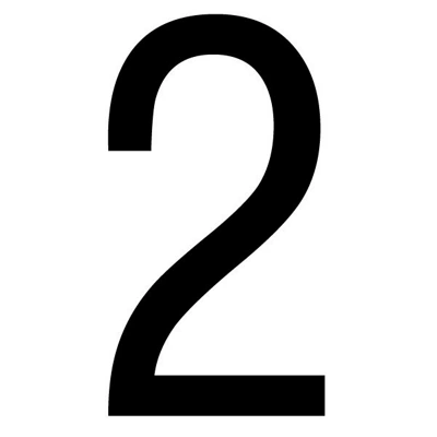 The House Nameplate Company Gloss Black Upvc Self-Adhesive House Number 2, (H)60mm (W)40mm
