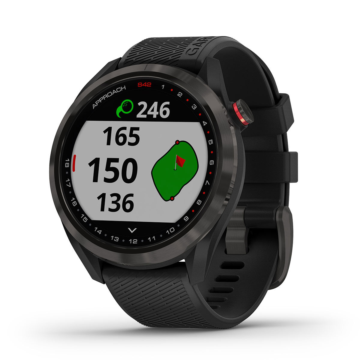 Garmin Approach S42 Golf GPS Watch, Male, Carbon grey/black  | Online Golf