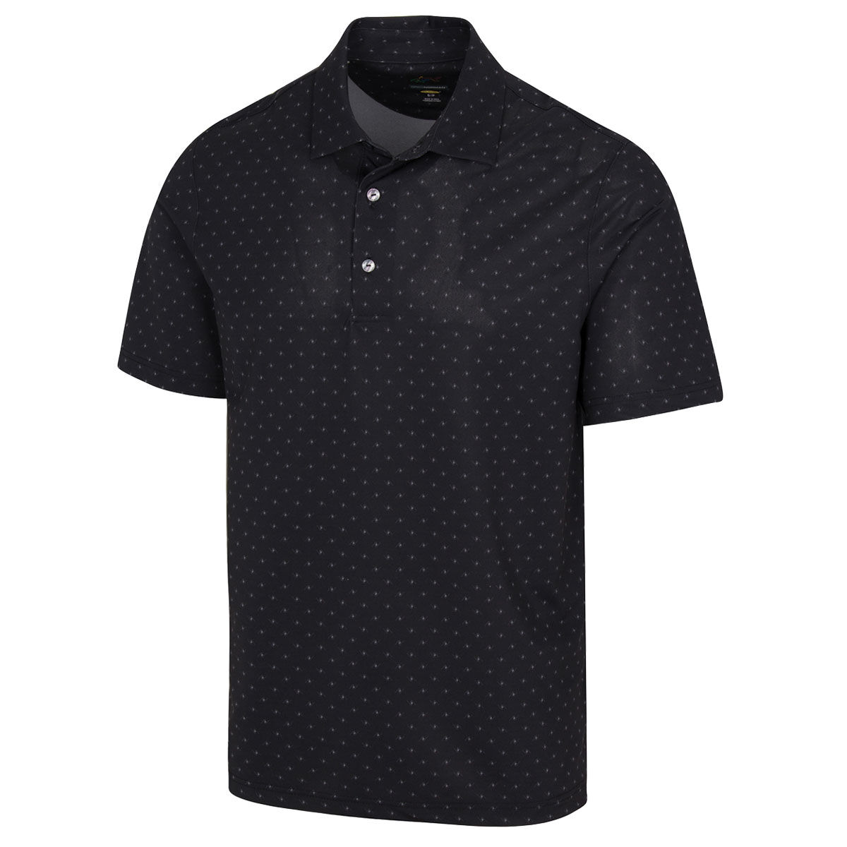 Greg Norman Men's Freedom Micro Pique Spinner Print Golf Polo Shirt, Mens, Black, Large | American Golf
