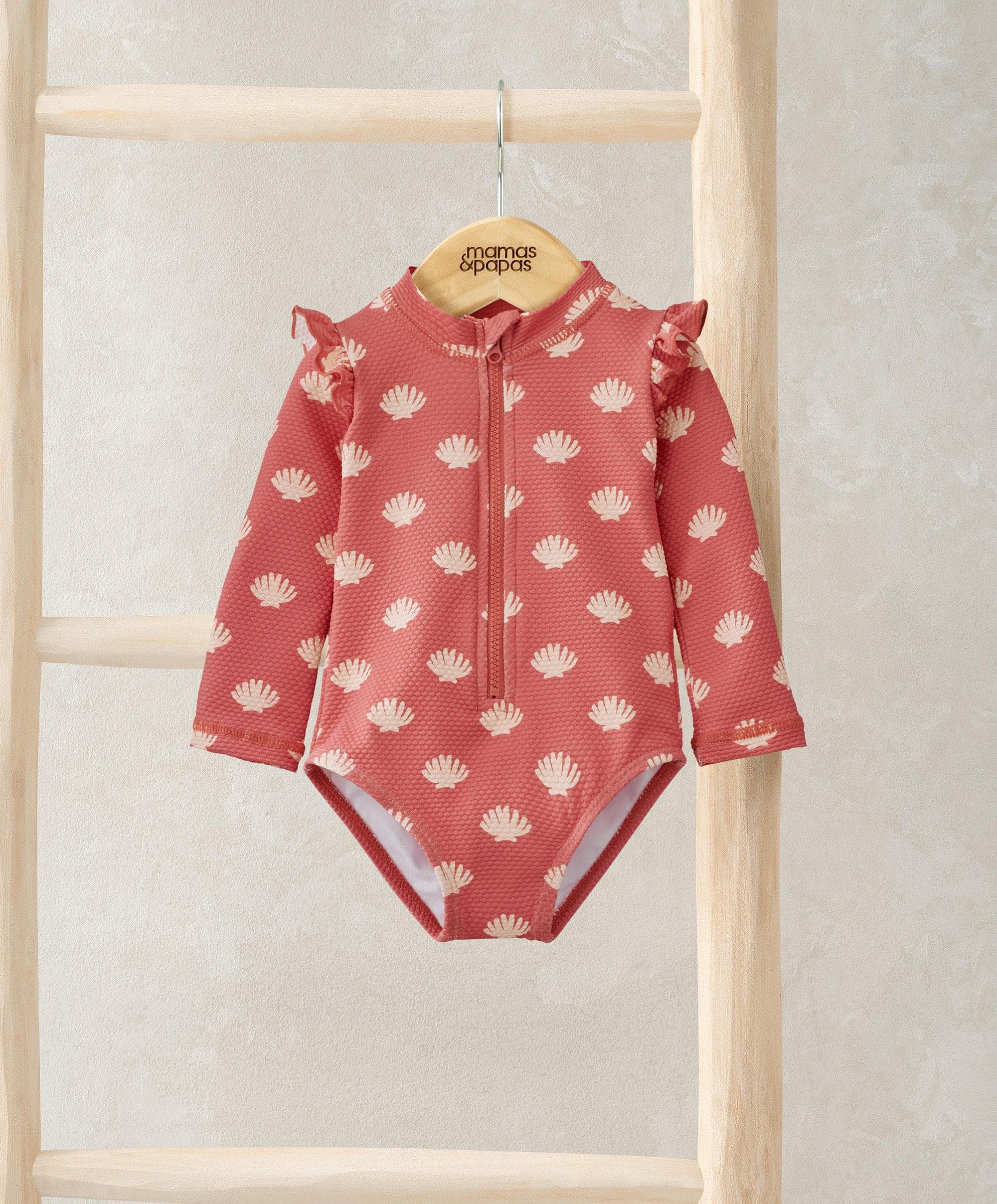 Mamas & Papas Shell All Over Print Long Sleeve Swimsuit