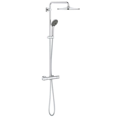 Grohe Vitalio Joy 310, Cool touch thermostatic mixer with Rain Shower, Swivel arm for perfect shower, 110mm 3 spray hand shower with easy clean nozzle gray