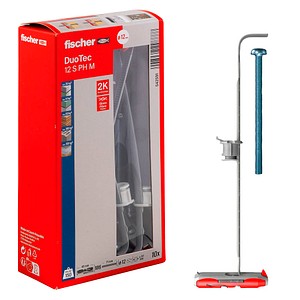 Fischer DuoTec 12 S PH, metal reinforced toggle-plug with panhead screw, powerful wall anchor to attach wardrobes, hanging cabinets, etc. in prefabricated