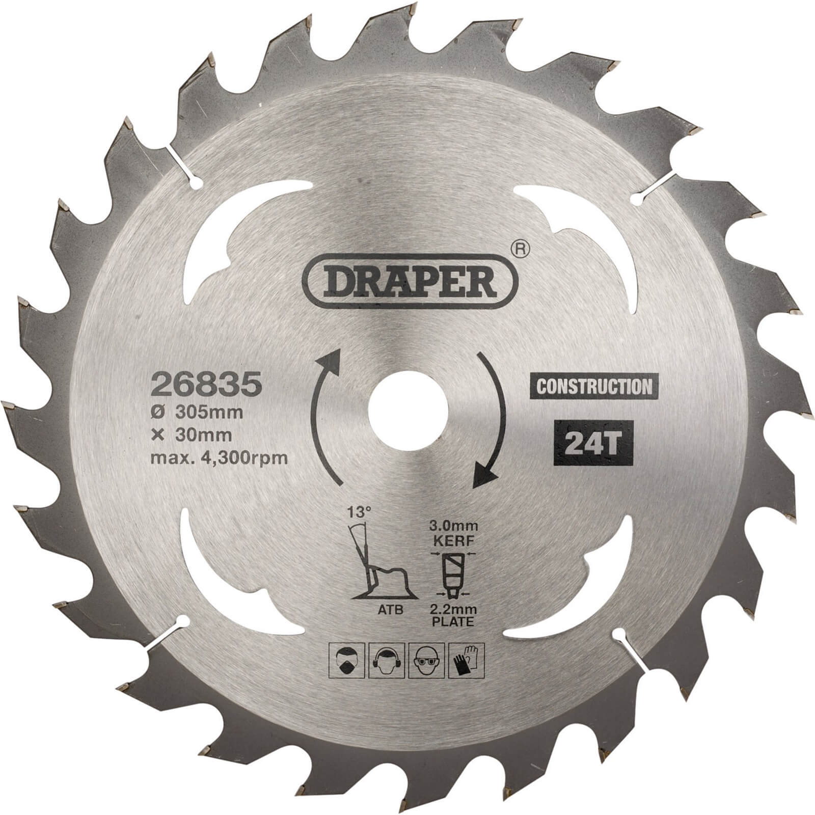 Draper 26835 TCT Construction Circular Saw Blade 305 x 30mm 24T