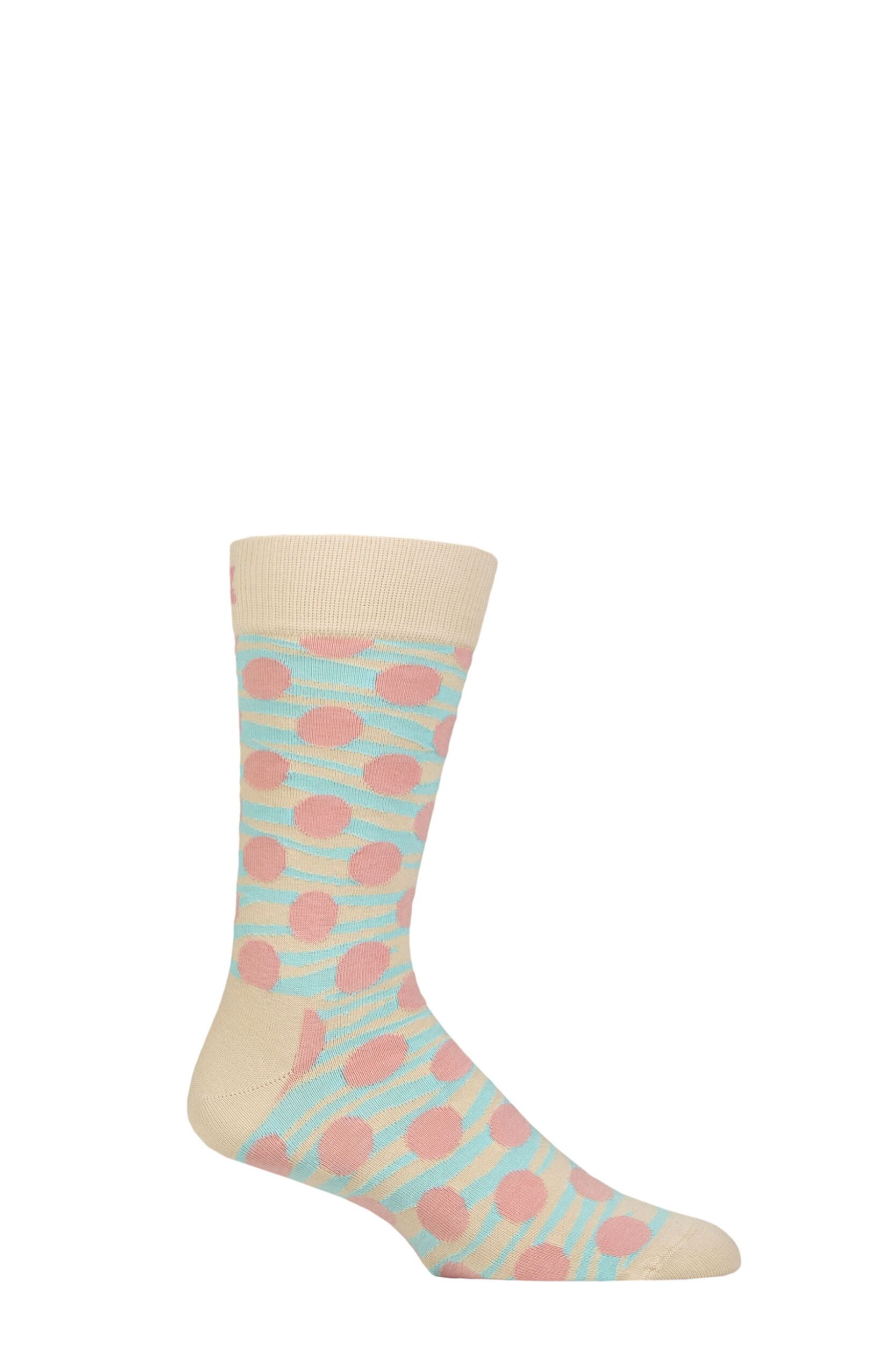 Happy Socks White Tiger Dot Crew Socks
