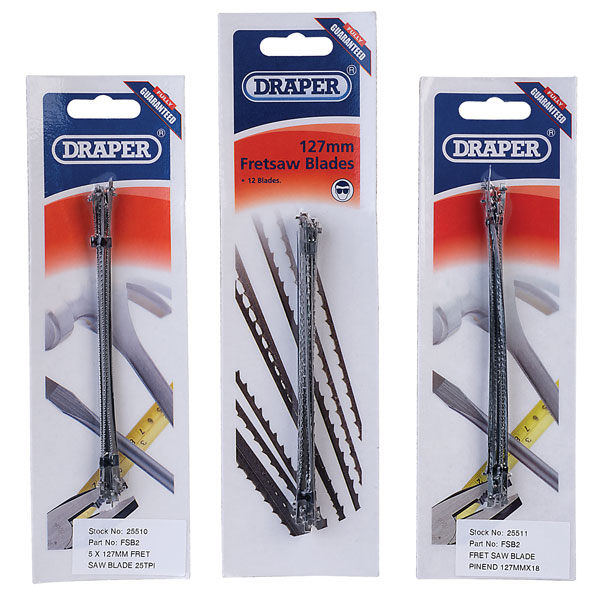 Draper Pin End Fretsaw Blades, 127mm, 18tpi