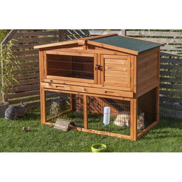 Trixie Natura Small Animal Hutch with Enclosure - 123 x 76 x 96 cm (L x W x H)
