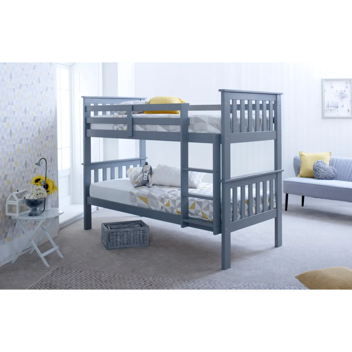 Carra Grey Bunk Bed and Pocket Mattresses