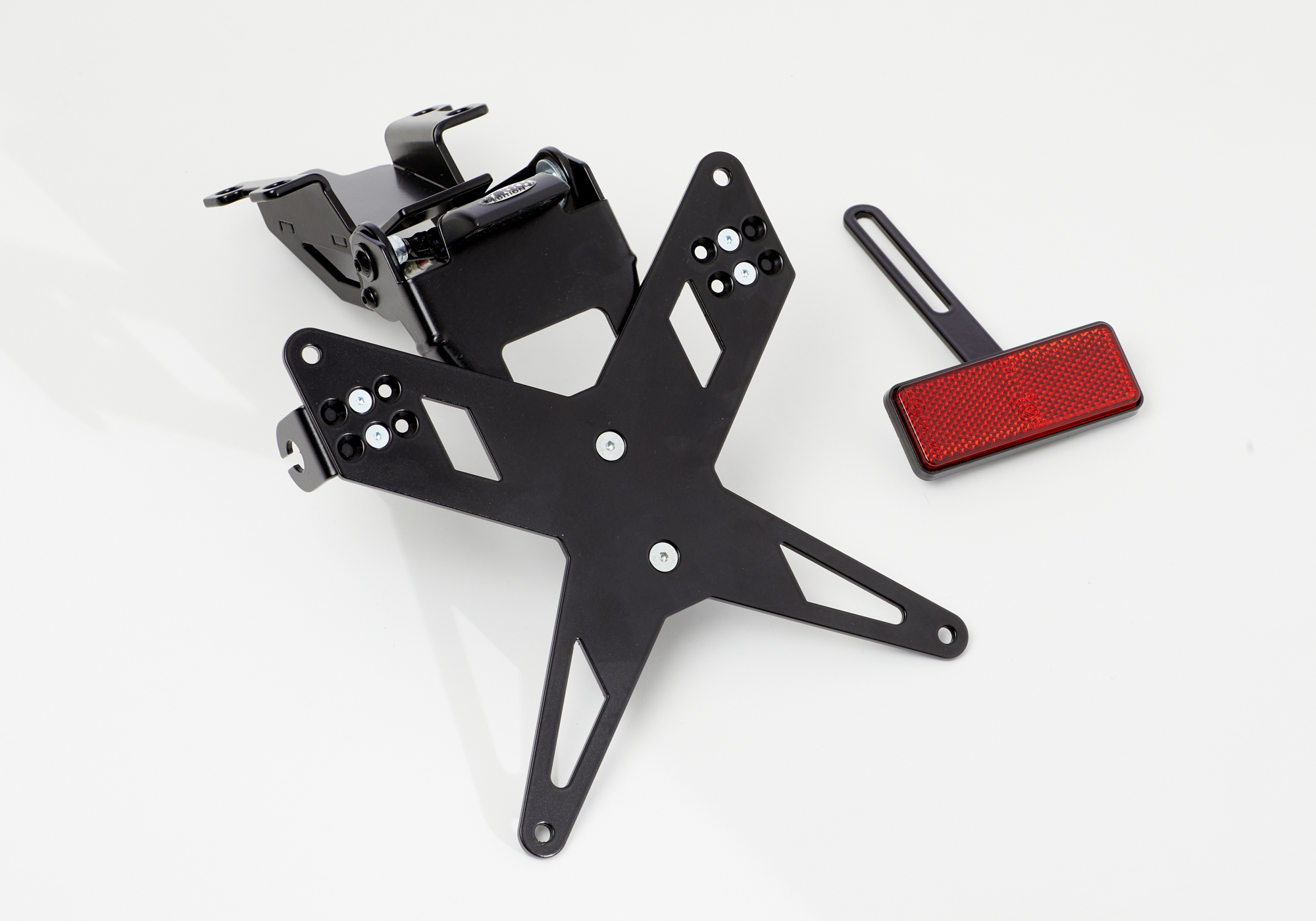  Kit porta targa PROTECH, incluso riflettore e piastra leggera acciaio inossidabile/nero alluminio rivestito in polvere, nero