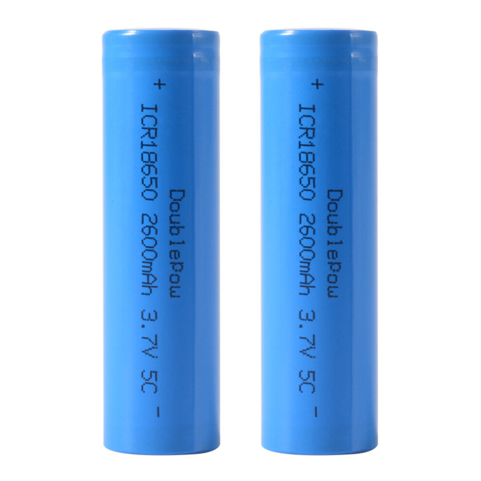 Unbranded 2x 18650 lithium battery 2600mah capacity 3.7V rechargeable battery