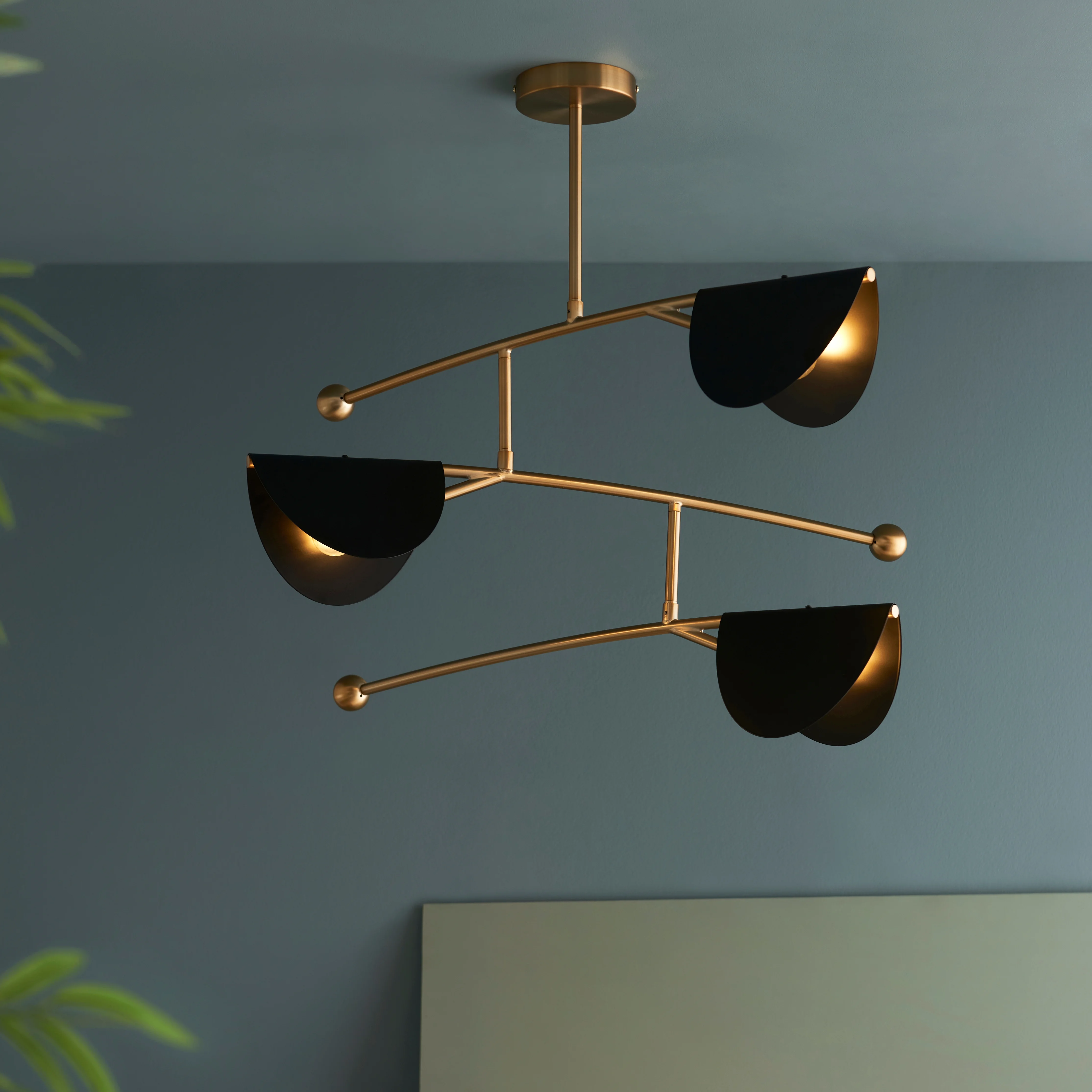 Dunelm Aquila 3 Light Semi Flush Ceiling Ceiling Light Gold