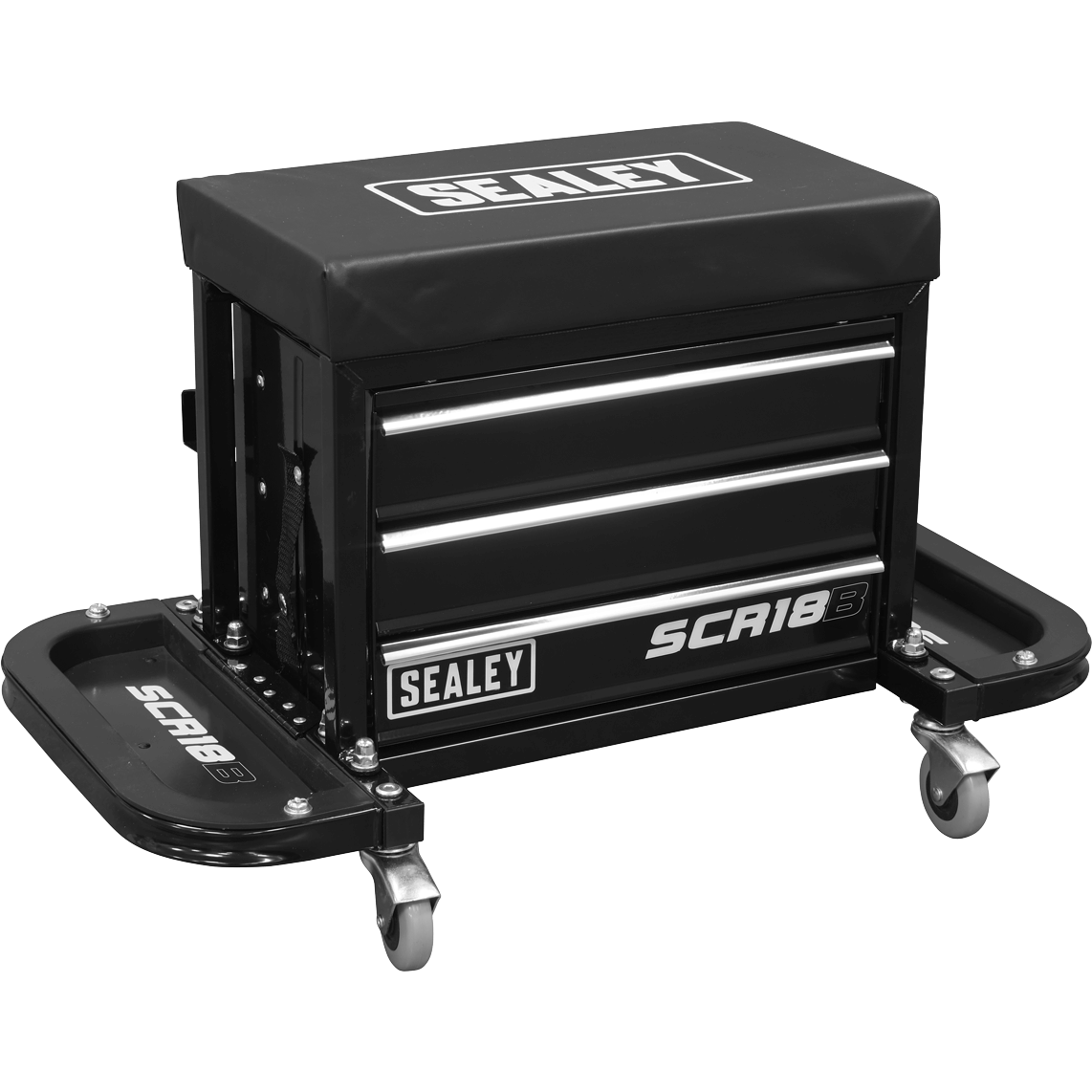  Mechanics Rolling Tool Box Seat Black 670mm