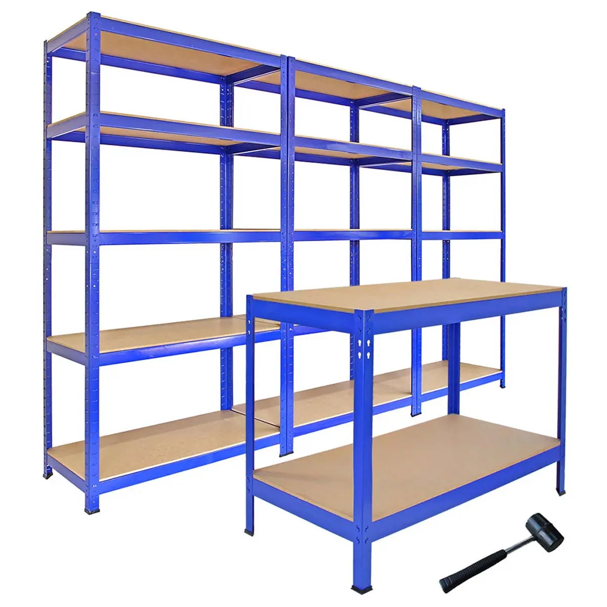 Monster Cable Racking: 3 T-Rax Storage Shelving Units & 120cm Q-Rax Workbench