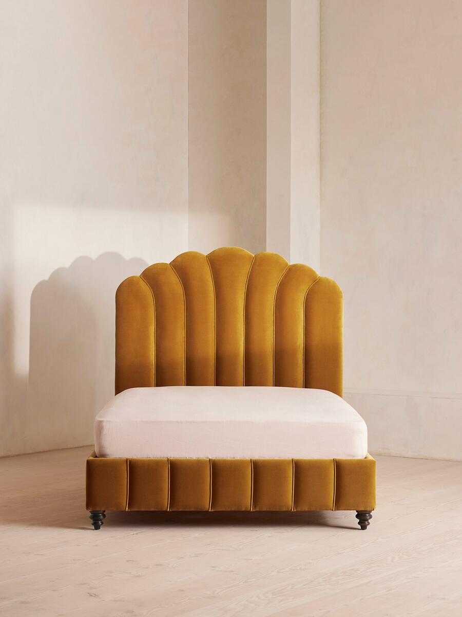 Soho Home Manette Bed, Double, Velvet, Mustard