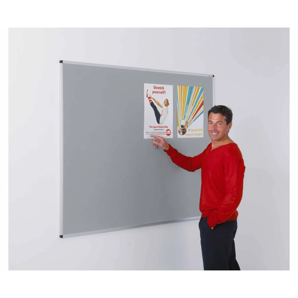 Metroplan Metroplan Aluminium Framed Felt Noticeboard 600 x 450mm, Grey | Conference Supplies & Presentation Equipment > Notice Boards > Fabric Pin Board