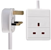 Zexum White 1-Gang 1.5mm Extension Lead - 2m