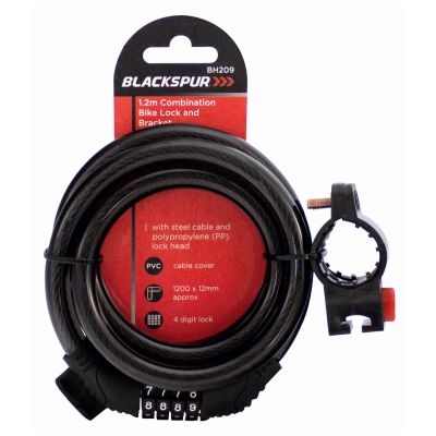  1.2M X 12Mm Combination Bicycle Lock And Bracket