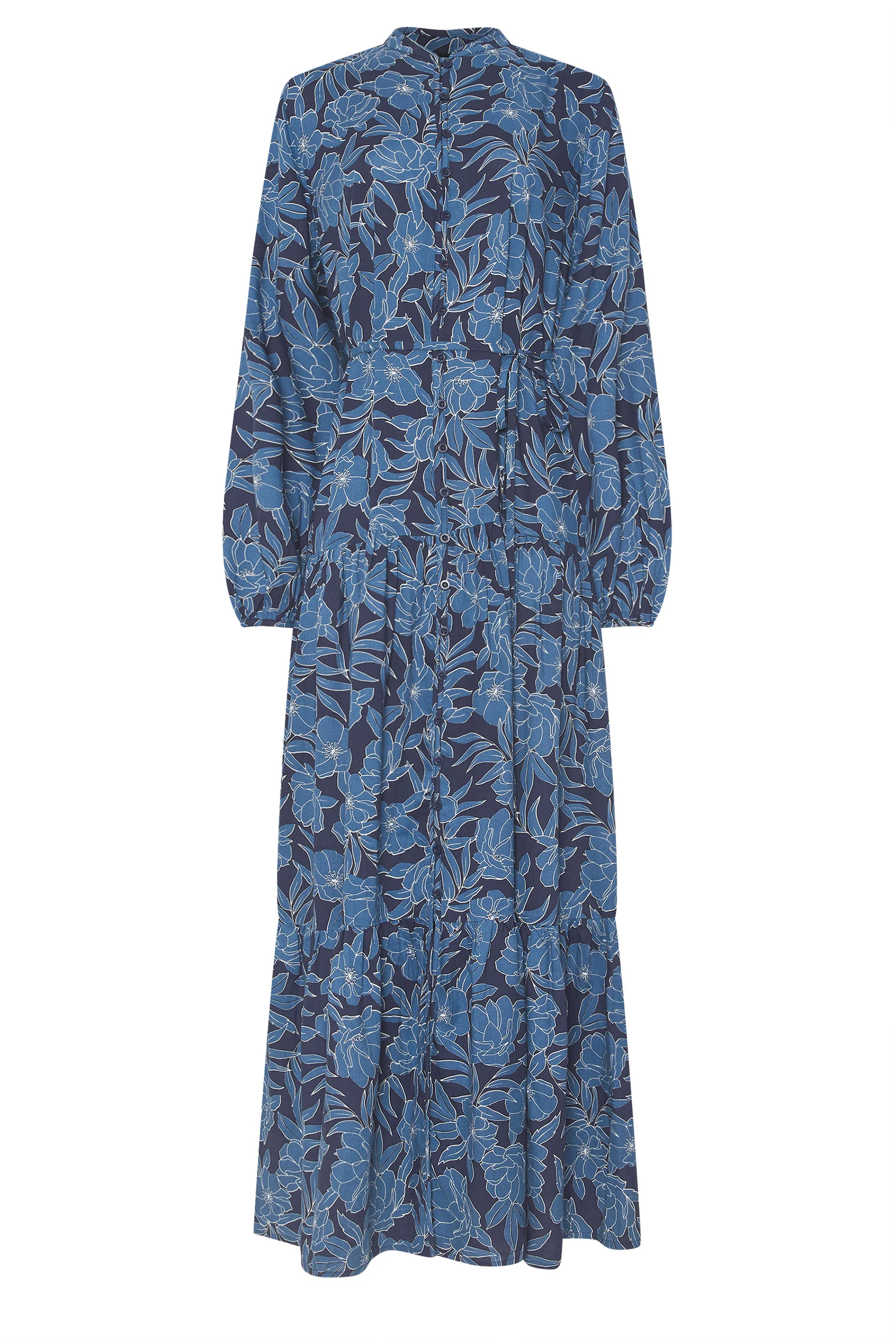 Lts Tall Navy Blue Floral Tie Waist Maxi Dress 24 | Tall Women's Floral Dresses