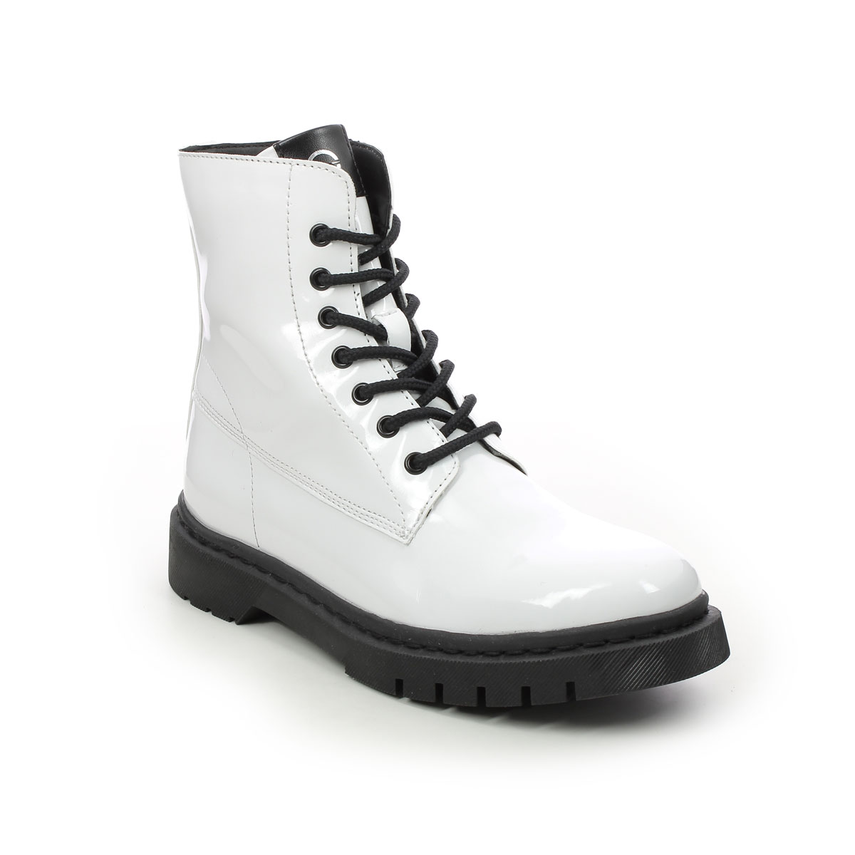 Tamaris 25833-27-123 Marisodoc White Patent Womens Biker Boots