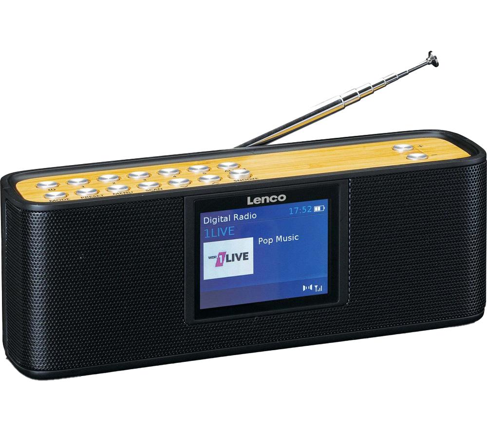 Pdr-045 Portable Dabﱓ Bluetooth Radio - Black & Bamboo, Brown,black