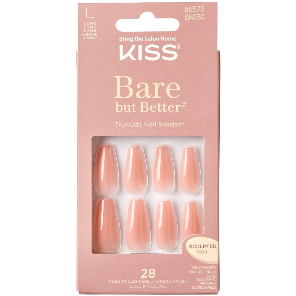 Kiss Inc. Bare But Better False Nails - Nude Glow (28 Nails & Adhesive 2g)