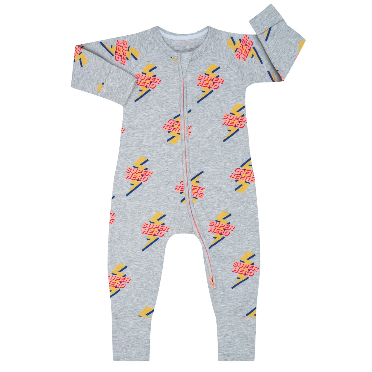 DIM Baby Unisex Long sleeved romper with zip - Grey - Size 6M