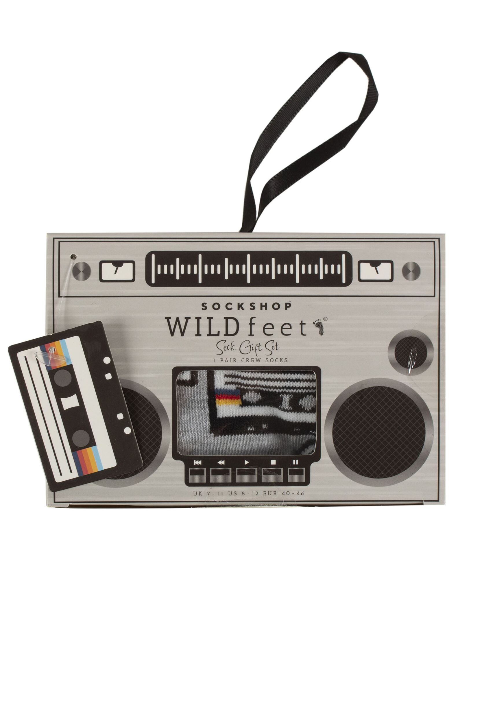 Mens 1 Pair Wildfeet Man Cave Gift Boxed Socks Retro Boombox 7-11 Mens