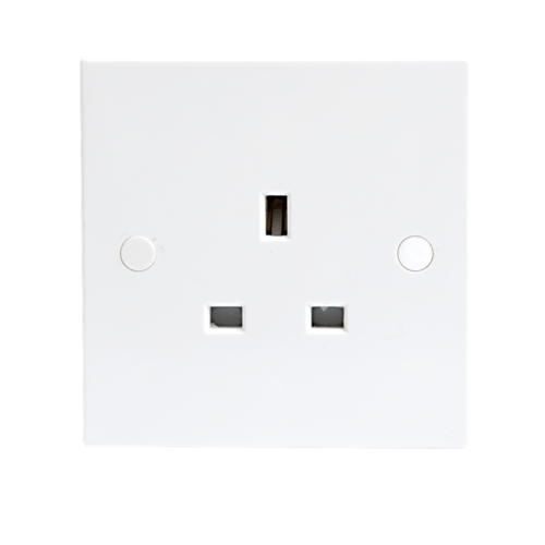 Knightsbridge 13A White 1G Single 230V UK 3 Pin Unswitched Electric Wall Socket