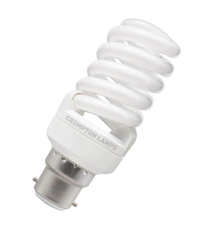 Crompton Lamps  Cfl T2 Mini Helix Spiral 15w B22 Warm White Frosted
