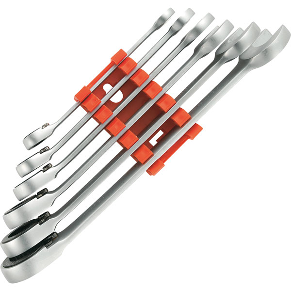 TOOLCRAFT 824124 Fork/Ratchet Wrench Set Reversible 8-19mm 6pce