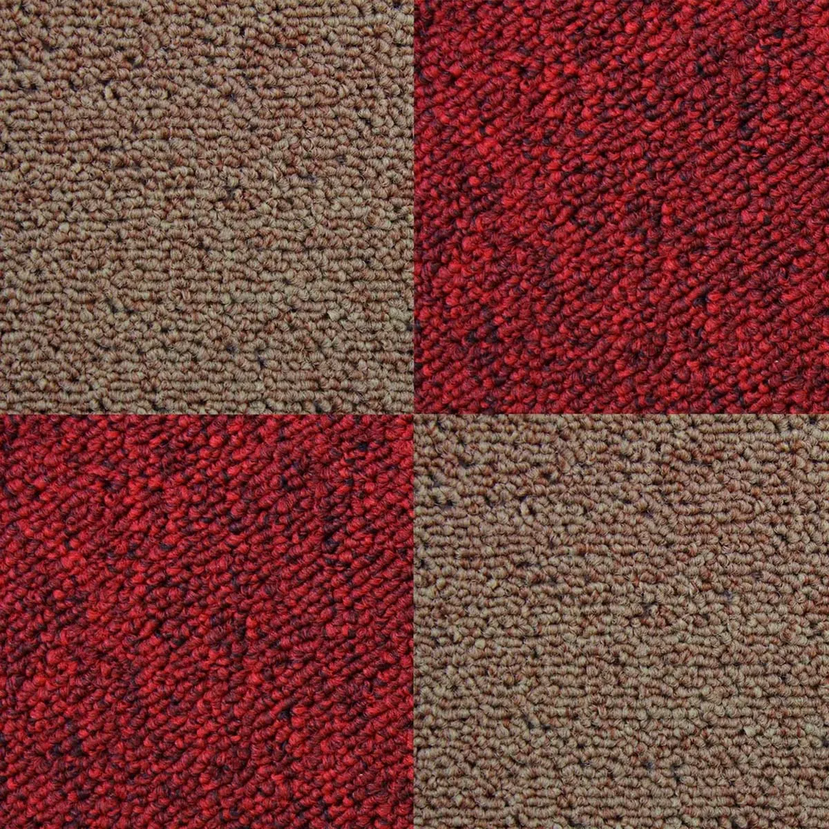 MonsterShop 40 x Carpet Tiles 10m2 Scarlet Red & Sand|red