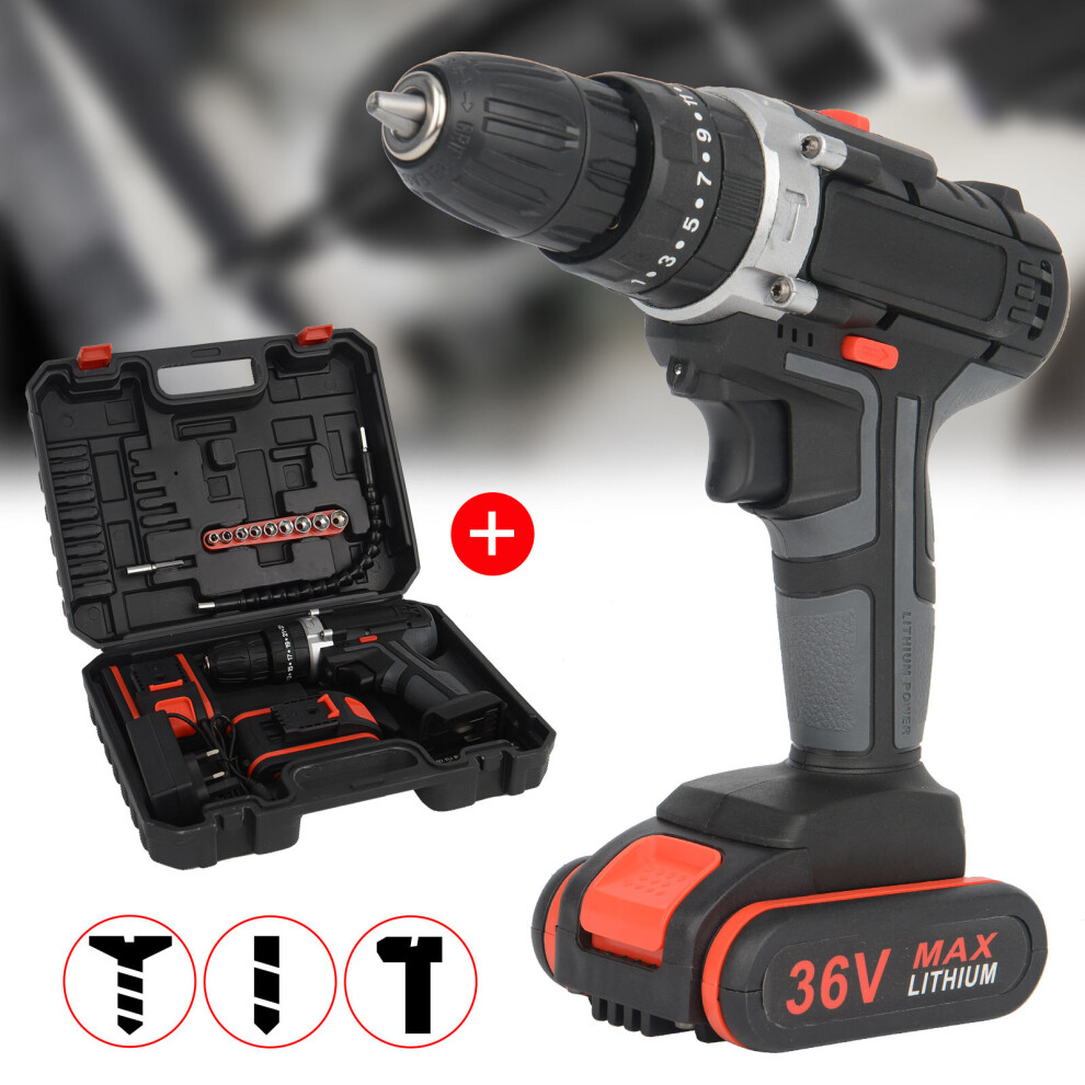 Unbranded 36V 2Speed Power Cordless Combi impact Drill Screwdriver 2 Batteries