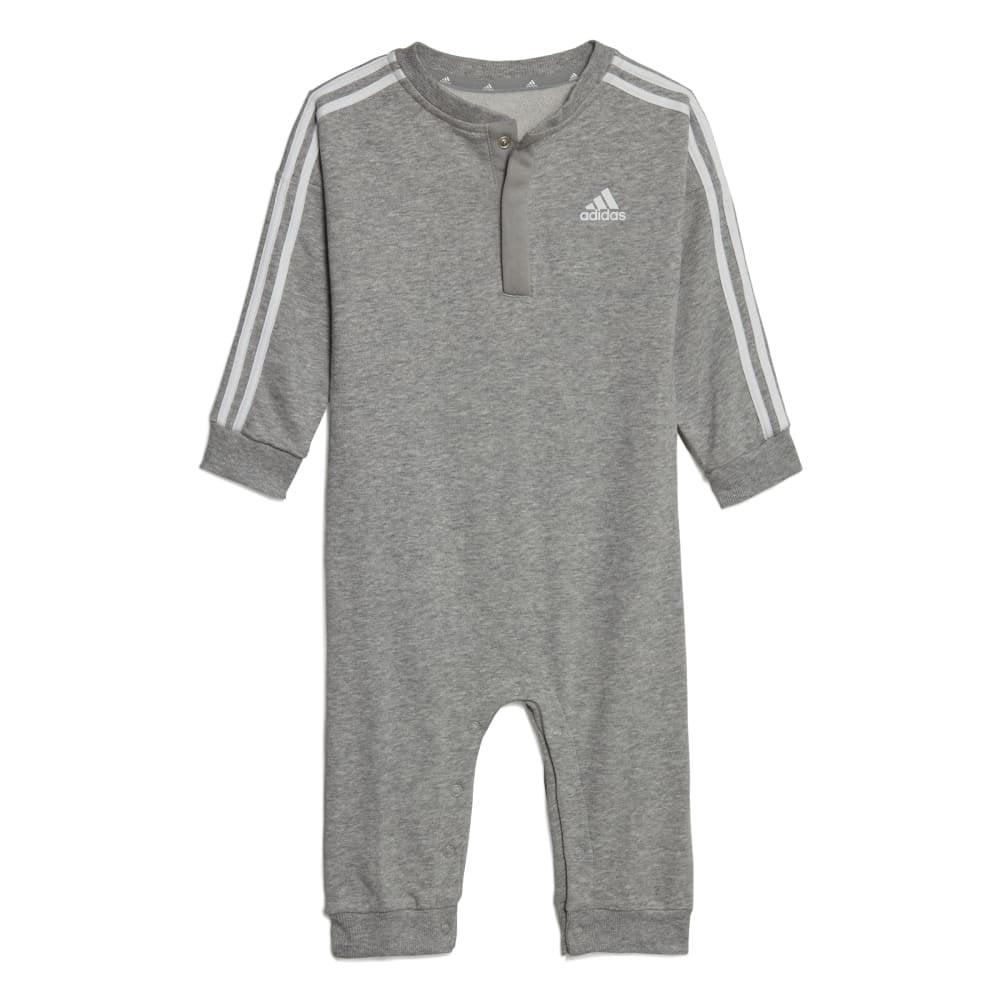 adidas Infant 3-Stripes All-in-One - Grey, Grey, Size 9-12 Months|9-12 MONTHS