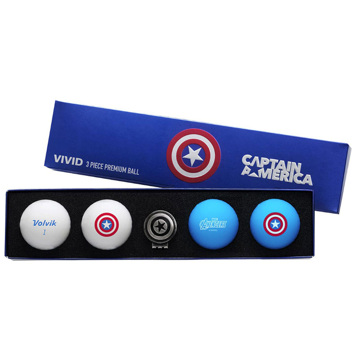 Volvik 4 balles de golf Marvel avec marqueur, homme, Captain america | Online Golf