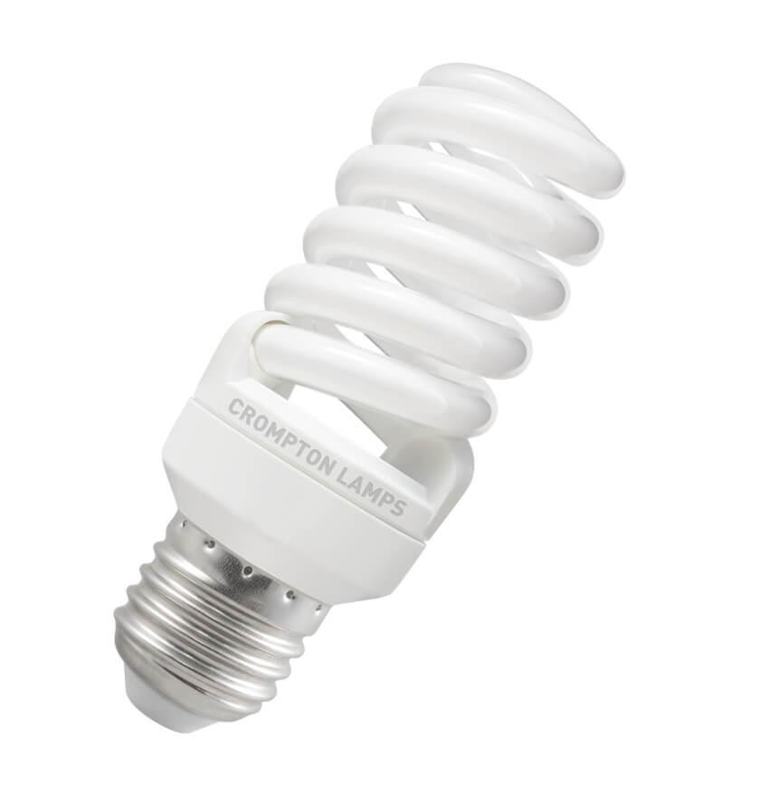 Crompton Lamps  Cfl T2 Mini Helix Spiral 15w E27 Warm White Frosted