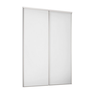 Spacepro Sliding Wardrobes Full Length Matt White Frame Single Panel Door, (H) 2220mm X (W) 914mm, Set Of 2